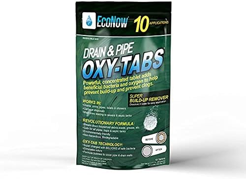 EcoNow OXY-TABS Professional Strength Drain Cleaner Prevents Clogs Cleans Drains-Pipes-Mainlines-Garbage Disposals-Eliminates odors at Half the Cost of Ridx-America's Best Drain Cleaner 100% Safe (10)