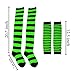 VERKUUY Arm Warmers for Y2K Women Wrist Hand Warmers Knitted Fingerless Mittens Thumb Hole Gloves Goth Punk Gyaru Accessories (Black Green)