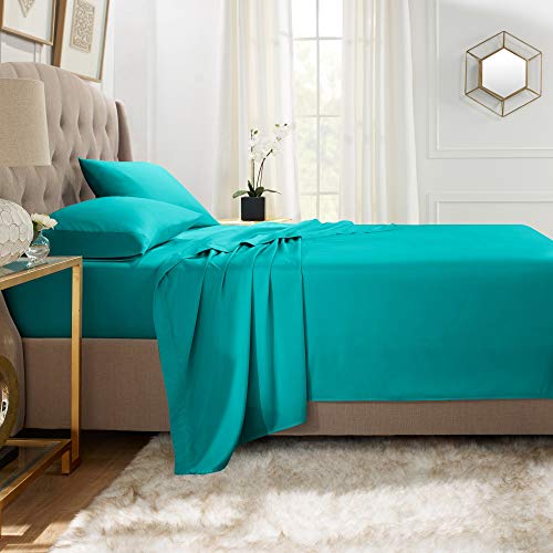 Empyrean Bedding Premium Flat Sheets – 2-Pack “110 GSM” Top Bed Sheets Double Brushed Microfiber Thick and Comfortable Flat Sheets Set, Luxurious & Soft Hotel, Queen, Teal Blue