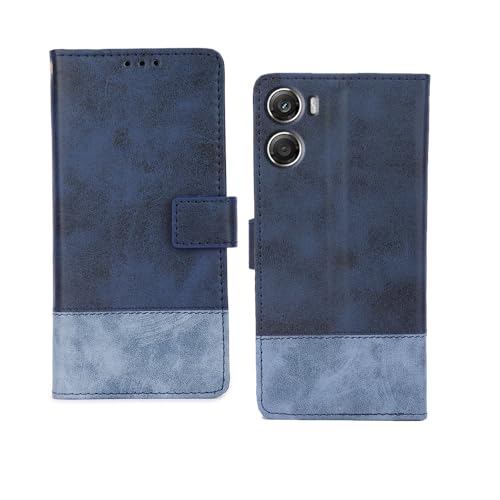 Image of amazon basics Moto G06 Power 5G Flip Cover | Card Pockets Wallet & Stand | Flip Cover for Moto G06 Power 5G (Double Blue)