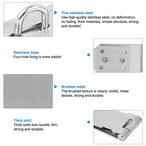 Image of 2 Pcs Padlocks, Hasp Stainless Steel Security Door Clasp Hasp Lock Gate Bolt Lock for Gate Shed Drawer Cupboard Furniture