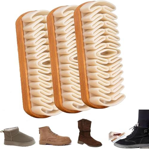 Cepillo para Gamuza Minivana, Borrador para Gamuza con Mango de Madera, Cepillo y Borrador para Zapatos de Gamuza, Caucho Natural Altamente elástico, para Zapatillas, Cuero y Gamuza (3PCS)