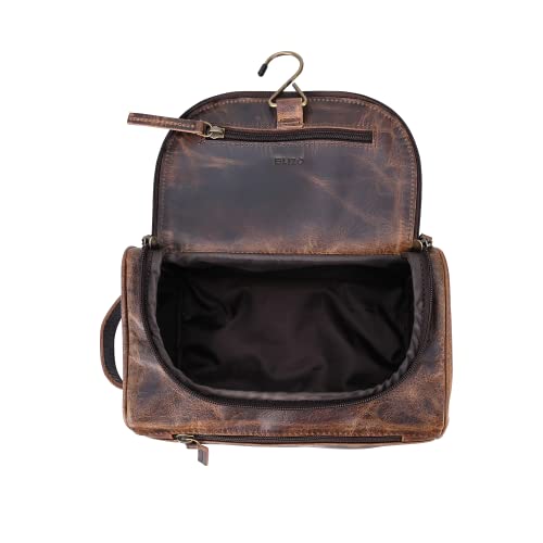 Elizo Leather Toiletry Bag For Men Women | Dopp Kit Mens Hanging Toiletry Bag (Premium Leather) Travel Toiletry Bag For Traveling Large Tsa Approved Cosmetic Travel Bag For Toiletries Shaving Bag #TOP5
