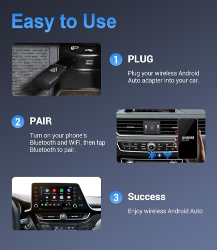 Dreryrit Adaptador automotivo sem fio Android para Android 11+, pequeno dongle sem fio para Android