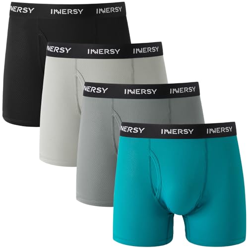 INNERSY Calzoncillos Hombre Nylon Bóxers Ajustados Elástico Ropa Interior de Malla Lgera Pack de 4