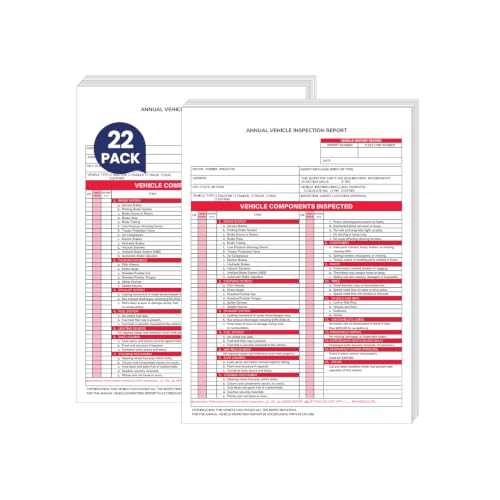 Annual Vehicle Inspection Report Book – 3-Part, 22 Sets – Professional Fleet Documentation