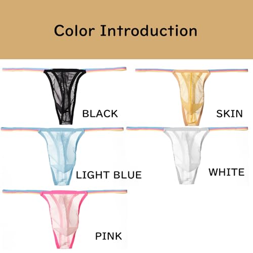 Men's Sexy Underwear Transparent Bikini Mesh Thongs String Briefs3