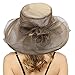 Ymbekr Womens Organza Church Fascinator Hats for Bridal Tea Party Accessories Summer Fashionable Wedding Fedora Derby Hat (Khaki, One Size)
