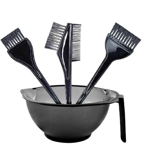 Image of adbeni Hair Dye Kit with Comb-Edge Mixing Bowl (300ml), Applicator Brushes, Tint Comb, Powder Free Gloves & Shower Cap | Reusable Tools for DIY Hair Coloring & Bleach | Home & Salon Ready | Pack of 6