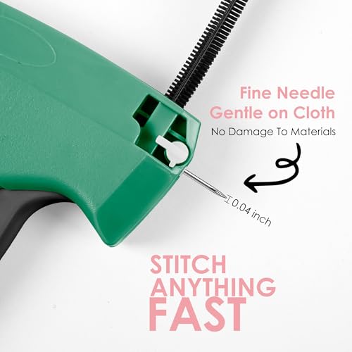 Image of Stitch Gun for Clothes - Handheld Stitch Gun Quick Clothing Fixer - Tagging Gun - Includes 6 Needle, 1000 Black Fasteners & 1000 White Fasteners