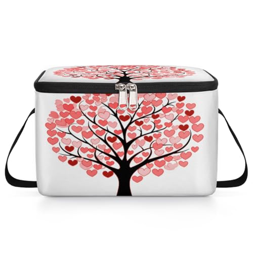 GzLeyigou Lunch Bags for Women Men 9 Cans,Valentine's Day Tree Hot & Cold Food Delivery Bag Insulated Grocery Bag Insulated Lunch Box Cooler Bag for Office Work Picnic Beach