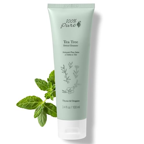 100% PURE Tea Tree Clear Complexion Cleanser Face Wash Natural Botanic Foam Acne Blemish Treatment Deep Skin Cleansing Pore Declogger - Vegan - 3.4oz