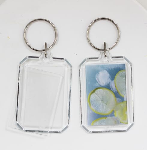 Image of BetterJonny 20Pcs Acrylic Picture Keychain Blanks in Clear Acrylic Picture Frame Keyrings
