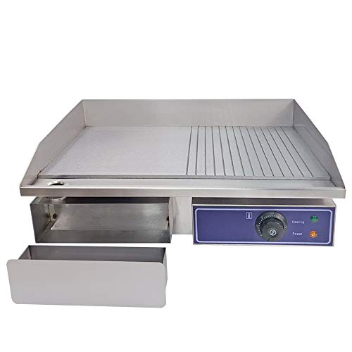 TAIMIKO Commercial Electric Griddle Flat Top Grill HotPlate Kitchen Grill CounterTop Stainless Steel Thermostatic Control 3000W 22" (Two Half Iron Plate) - Thumbnail 3