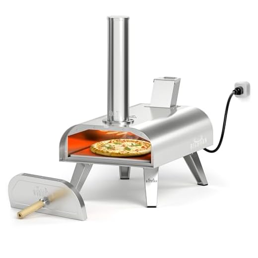BIG HORN OUTDOORS 12" Dual Fuel Pizza Oven – Electric & Wood Pellet, Indoor & Outdoor High-Temp Pizza Maker (1000°F) with Pizza Stone for Wood-Fired Flavor