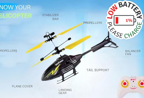 Image of RC Helicopter with Hand Gravity Sensor for Kids Flying Remote Control Toy, Chargeable LED Light & Smart Safety Sensor, Indoor Outdoor Play, for Boys & Girls - Pack of 1 ((blackyellow)