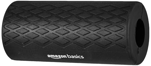 Image of Amazon Basics Thick Dumbbell & Barbell Grips | Non-Slip Rubber Grips | Easily Attachable to Barbell, Dumbbell & Kettlebell | Large | Black