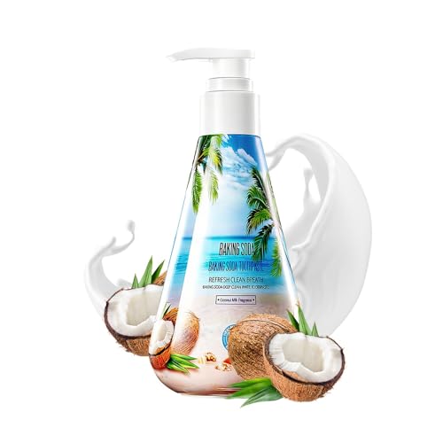 Toothpaste with Easy-Press Pump Hands-Free Toothpaste for Countertop No-Mess & Hygienic Perfect for Family Use Travel-Friendly -7.76 oz (Coconut Milk Baking Soda Toothpaste)