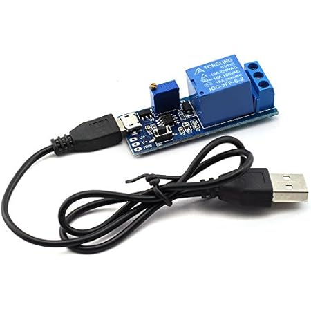 DZS Elec 5V-30V 1 Channel Wilde Voltage 0-24s Adjustable Delay Internal/External Trigger Relay Board with Timer Delay Conduction Delay Circuit Switch with USB to Micro USB Power Line