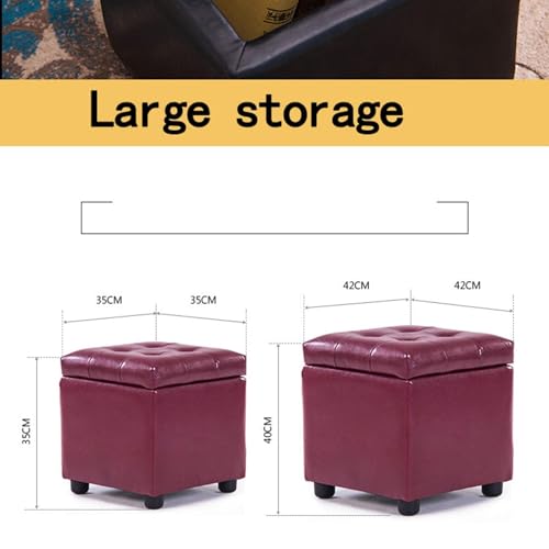 Boîte de rangement et pouf carré en cuir pour petits espaces - 3