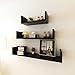Catherinol 3 półki ścienne w kształcie litery U MDF czarne przechowywanie DVD/książek