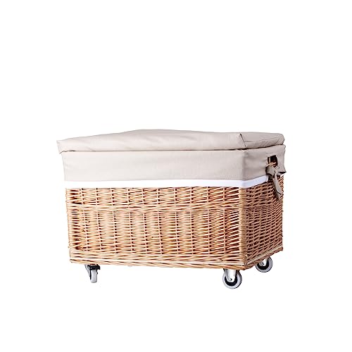 e-wicker24 Coffre,grand panier,corbeille,malle,caisse de rangement en osier (Naturel, Beige)