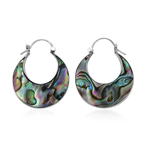 Fashion Stylish Hoops Hoop Earrings 925 Sterling Silver Abalone Shell Costume Jewelry for Women
