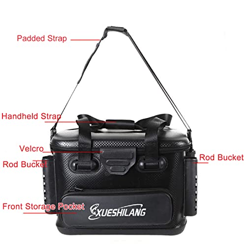 Large Fishing Bucket, Fishing Tackle Box Water Resistant Fishing Storage, Outdoor Live Fish Bait Bucket Fishing Rod Bucket 6/7.5/10.5 Gallon (Medium-With Trays, 14.17”X 9.45”X 11.02”) #TOP4