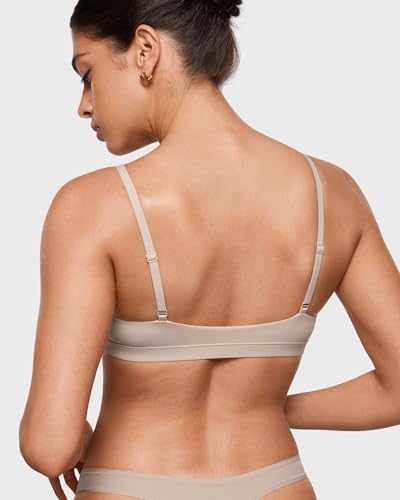 Image of INLYRIC Women's Inbarely Triangle Bralette Plunge Unlined Seamless Bra No Underwire Sexy Comfortable Everyday