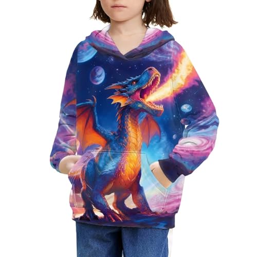 Image of WELLFLYHOM Boys Hooded Sweatshirts Hoodie Pullover Cool Graphic Crewneck Blouses Size 6-16