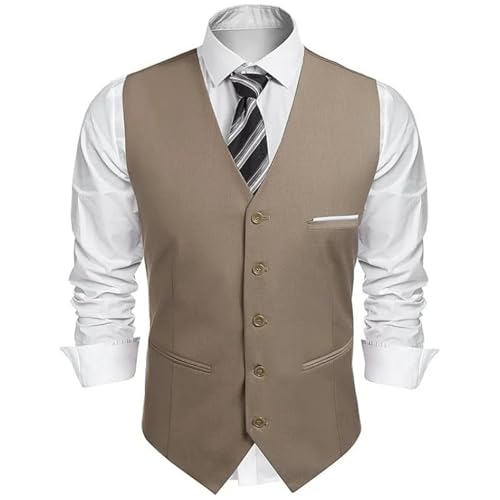 Men's Slim Fit Suit Vest V Neck Sleeveless Business Wedding Formal Casual Solid Color Vest3