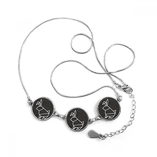 Collier pendentif lapin origami abstrait en métal géométrique pour femme