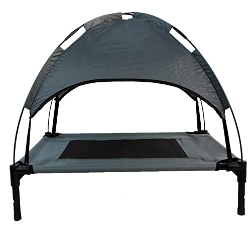 Actiaspet - Elevated Dog Bed with Canopy (Grey, Medium)