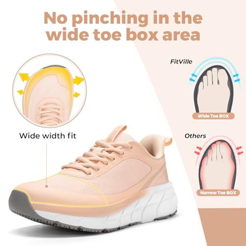 Image of FitVille Wide Toe Box Shoes Women Comfortable Non Slip Wide Walking Shoes Women Swollen Feet Lightweight