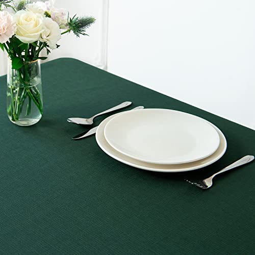 maxmill Rectangle Slubby Textured Christmas Tablecloth Waterproof Spillproof Wrinkle Free Table Cloth, Kitchen Dining Room Decoration, Holiday Party, Banquet Event Dinner, 52 x 70 Inch, Hunter Green – Image 4