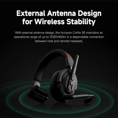 Image of Accsoon Como SE 5-Person Wireless Intercom Headset System 1 Host 4 Remote, 2.4GHz Full-Duplex with Flip-to-Mute, 30H+ Hour Battery Life for Crew Communication Group Talk