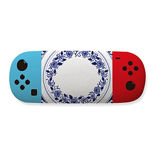Étui de rangement pour lunettes aux finitions soignées avec des motifs floraux bleus