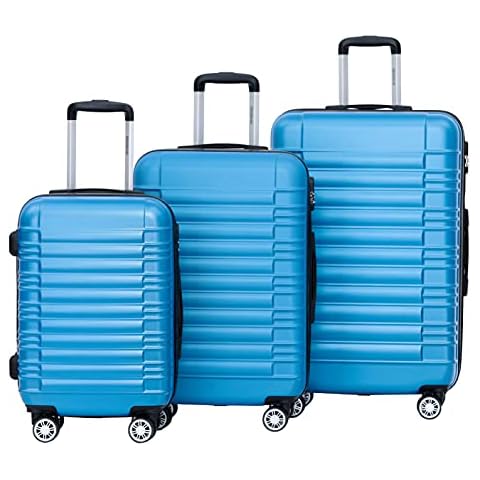 BEIBYE Zwillingsrollen Reisekoffer Koffer Trolleys Hartschale M-L-XL-Set (Turquoise, Set) Cover