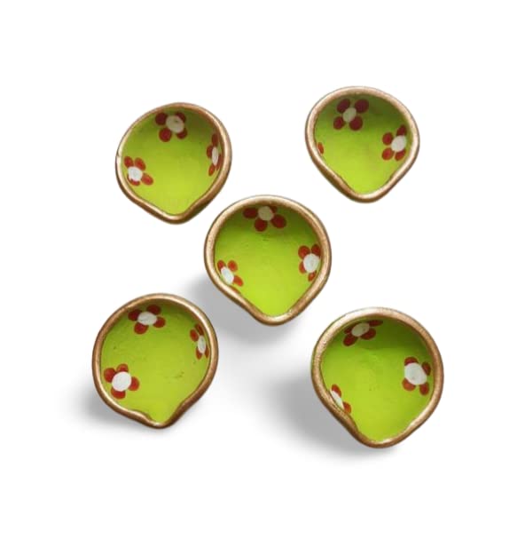 The Good Luck Decorative Clay Mitti Diya/Deepak for Diwali Pooja & Diwali Decoration (10 Pcs) with Free Diya Batti/Cotton Wicks (10 Pcs) (FD-29)