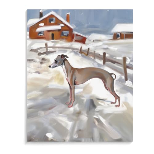 Paint by Numbers Italian Greyhound Dog DIY Acrylic Painting Kit with Brushes Pigment Oil Painting Artwork Adults Beginners Wall Decor 20x24inch(50x60cm) Frameless