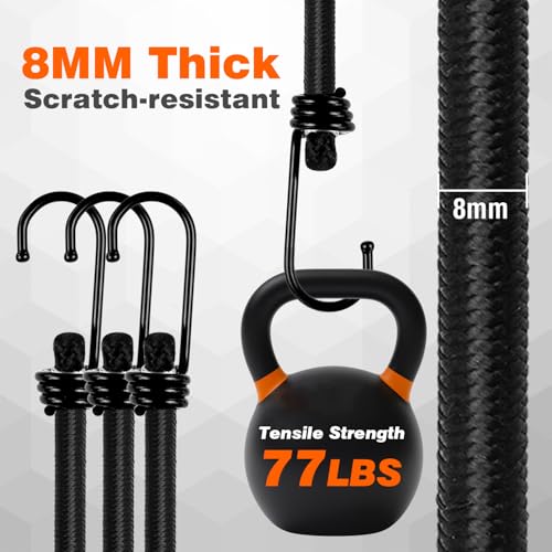 GINKGO 12er-Pack Expander mit Haken – Extra Starke Spanngummis, max. 35 kg Belastbarkeit, elastische Gepäckspanner in Langer & kurzer Ausführung für Camping, Outdoor, Gepäck, Zelte & Fahrräder