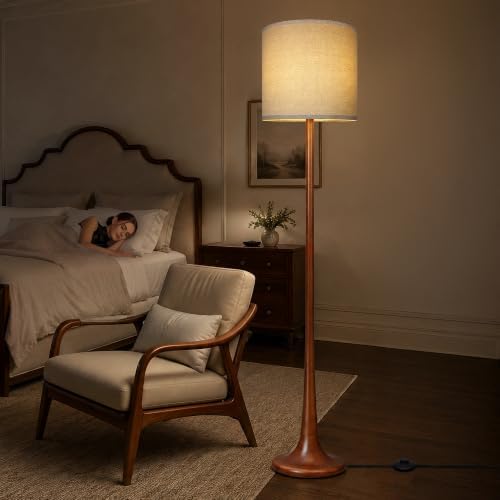 Scenekoy 65β Tall Solid Wood Modern Floor Lamp w/Remote, Stepless Dimmable - 4
