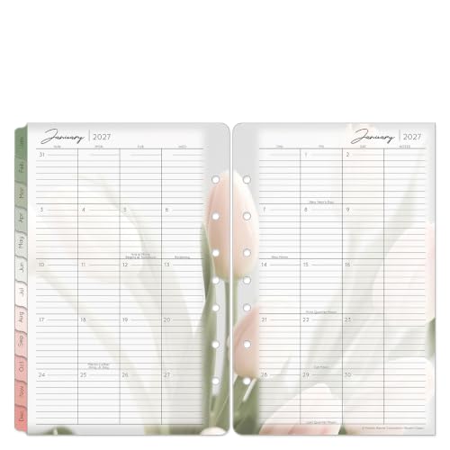 FranklinCovey - Blooms Two-Page Monthly Calendar Tabs (Classic, Jan 2027 - Dec 2027)