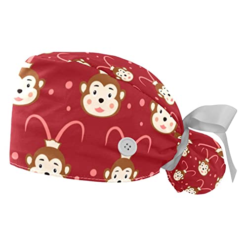 Chapeaux bouffants JDEZ lot de 2 casquettes de travail motifs singes