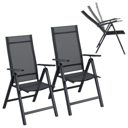 STEELSØN Gartenstuhl klappbar 2er-Set Alaris, Hochlehner mit Armlehne Klassisch Aluminium Campingstuhl, 6-Fach verstellbare Rückenlehne, Anthrazit STEELSØN Gartenstuhl klappbar 2er-Set Alaris, Hochlehner mit Armlehne Klassisch Aluminium Campingstuhl, 6-Fach verstellbare Rückenlehne, Anthrazit