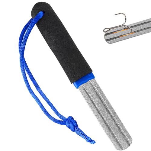 V-Groove Dart Sharpener, Precision Portable Slim Double Sided Diamond Grinding File, Compact Slim Fishing Hook Hone Sharpening Tool for Fishing Grinding Rapid Sharpening Reduced Bounce Outs (Blue)