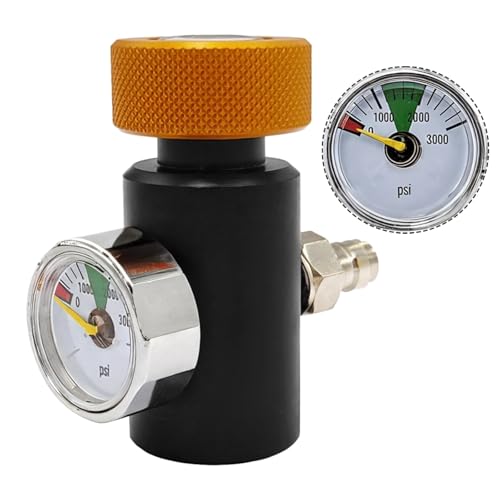Paintball Co2 Adapter, 3000Psi Pressure Gauge, Quick Connect Fill Adapter with G1/2-14 Thread for Diving & Firefighting