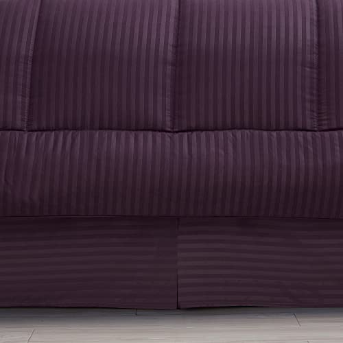 Image of Sweet Home Collection 8 Piece Comforter Set Bag Stripe Design, Bed Sheets, 2 Pillowcases, 2 Shams Down Alternative All Season Warmth, King, Dobby Purple