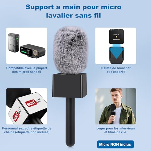 Support interview portable pour micro sans fil lors de vos vlogs et reportages - 4