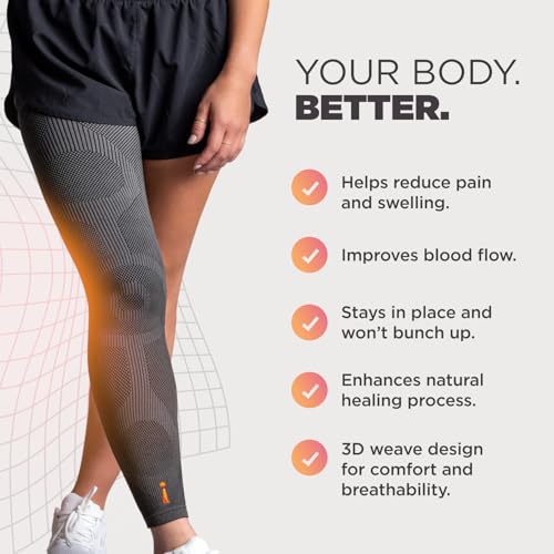 Image of Incrediwear Leg Sleeve 2pk - Full Length Long Leg Sleeve for Leg Pain Relief & Muscle Recovery, Helps Reduce Swelling & Inflammation, Promotes Circulation, Leg Sleeves for Men & Women (Black, Small)